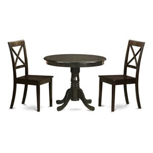 East West Furniture Antique 3-piece Wood Dining Set in Cappuccino