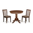 East West Furniture Antique 3-piece Dining Set with Linen Seat in Mahogany
