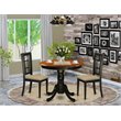 East West Furniture Antique 3-piece Dining Set with Linen Seat in Black/Cherry