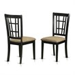 East West Furniture Antique 3-piece Dining Set with Linen Seat in Black/Cherry
