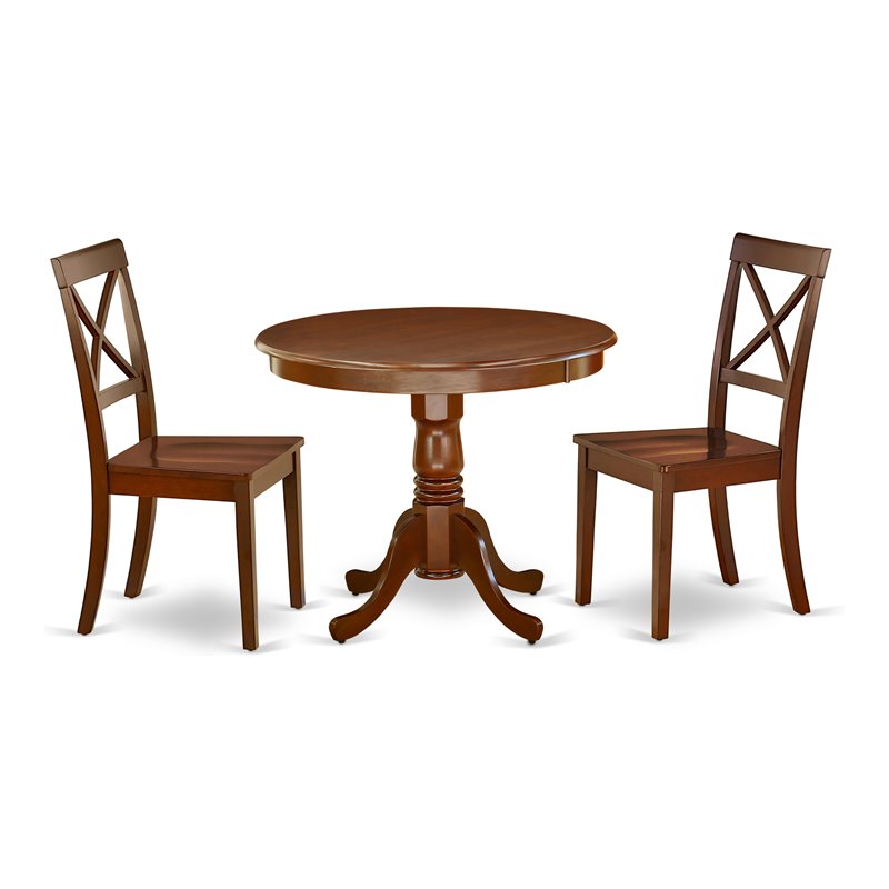 East West Furniture Antique 3-piece Asian Hardwood Dining Set in Mahogany
