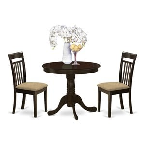 East West Furniture Antique 3-piece Dining Set with Fabric Seat in Cappuccino