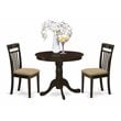 East West Furniture Antique 3-piece Dining Set with Fabric Seat in Cappuccino