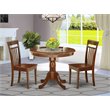 East West Furniture Antique 3-piece Dining Set with Wood Seat in Mahogany
