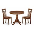 East West Furniture Antique 3-piece Dining Set with Wood Seat in Mahogany
