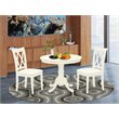 East West Furniture Antique 3-piece Dining Set with Round Table in Linen White