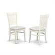 East West Furniture Antique 3-piece Dining Set with Linen Fabric Seat in White