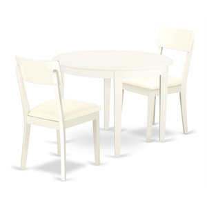 East West Furniture Boston 3-piece Wood Dining Table & Chairs in Linen White