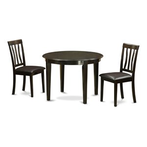 East West Furniture Boston 3-piece Small Dining Table & Chairs in Cappuccino