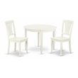 East West Furniture Boston 3-piece Dining Table & Slatted Chairs in Linen White