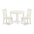 East West Furniture Boston 3-piece Dining Table & X Back Chairs in Linen White