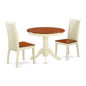East West Furniture Antique 3-piece Wood Dining Set in Cream/Cherry