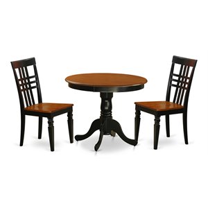 east west furniture antique 3-piece dining set with high back chair in black