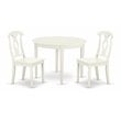 East West Furniture Boston 3-piece Dining Table and Panel Back Chairs in White