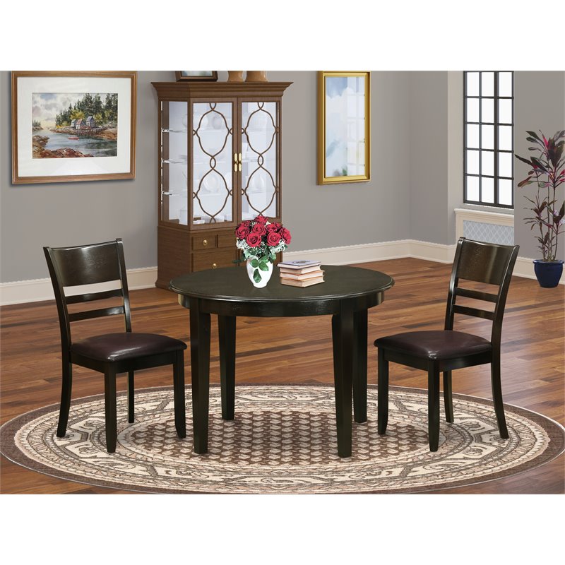 East West Furniture Boston 3-piece Small Kitchen Table & Chairs in Cappuccino