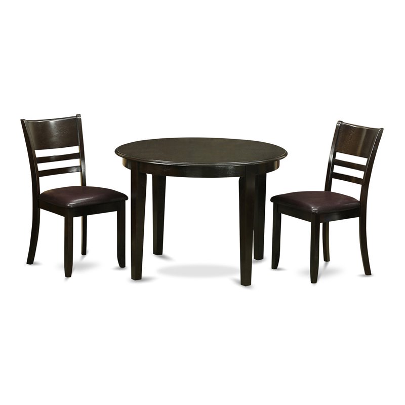 East West Furniture Boston 3-piece Small Kitchen Table & Chairs in Cappuccino
