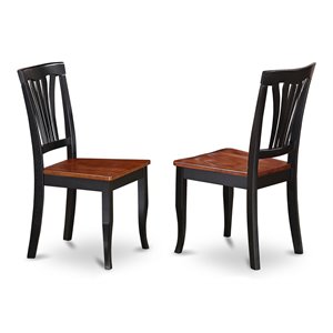East West Furniture Avon 36&quot Wood Dining Chairs in Black/Cherry (Set of 2)