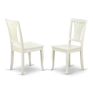 East West Furniture Avon 23&quot Wood Dining Chairs in Linen White (Set of 2)
