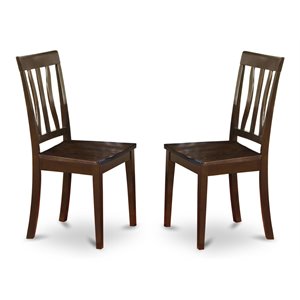 East West Furniture Antique 39&quot Wood Dining Chairs in Cappuccino (Set of 2)