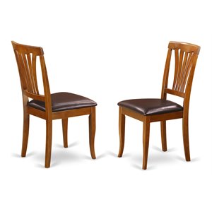 East West Furniture Avon 36&quot Faux Leather Dining Chairs in Brown (Set of 2)