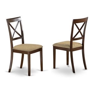 East West Furniture Boston 38&quot Fabric Dining Chairs in Cappuccino (Set of 2)