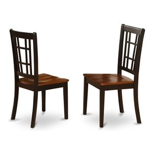 East West Furniture Nicoli 10&quot Wood Dining Chairs in Black/Cherry (Set of 2)