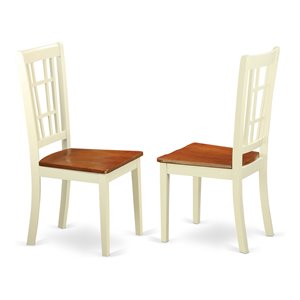 East West Furniture Nicoli 10&quot Wood Dining Chair in Cream/Cherry (Set of 2)