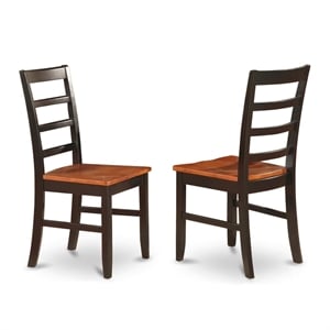 East West Furniture Parfait 11&quot Wood Dining Chairs in Black/Cherry (Set of 2)