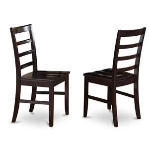 East West Furniture Parfait 11&quot Wood Dining Chairs in Cappuccino (Set of 2)