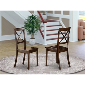 East West Furniture Boston 11&quot Wood Dining Chairs in Cappuccino (Set of 2)