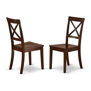 East West Furniture Boston 11&quot Wood Dining Chairs in Mahogany (Set of 2)