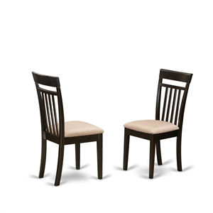 East West Furniture Capri 39&quot Fabric Dining Chairs in Cappuccino (Set of 2)