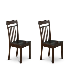 East West Furniture Capri 11&quot Wood Dining Chairs in Cappuccino (Set of 2)