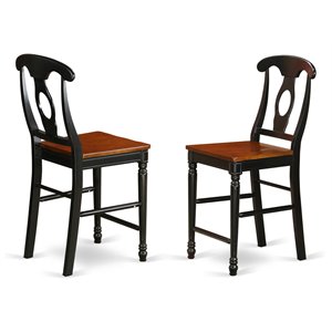 East West Furniture Kenley 11&quot Wood Counter Stools in Black/Cherry (Set of 2)