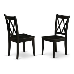 East West Furniture Clarksville 11&quot Wood Dining Chairs in Black (Set of 2)