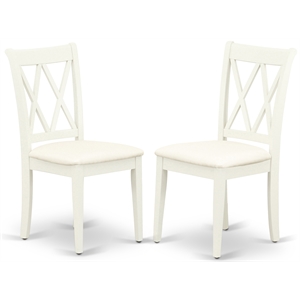 East West Furniture Clarksville 38&quot Fabric Seat Dining Chair in White (Set of 2)