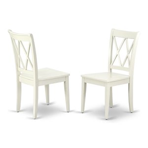 East West Furniture Clarksville 11&quot Wood Dining Chairs in White (Set of 2)