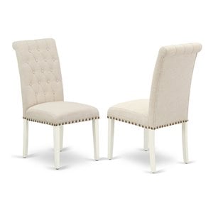 East West Furniture Bremond 42&quot Fabric Dining Chairs in Beige/White (Set of 2)