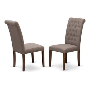 East West Furniture Bremond 42&quot Fabric Dining Chairs in Coffee (Set of 2)
