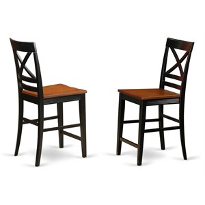East West Furniture Quincy 11&quot Wood Counter Stools in Black (Set of 2)