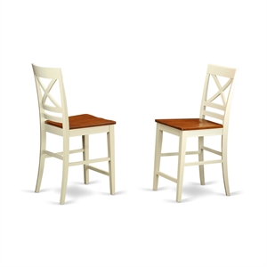 East West Furniture Quincy 11&quot Wood Counter Stools in Cream/Cherry (Set of 2)