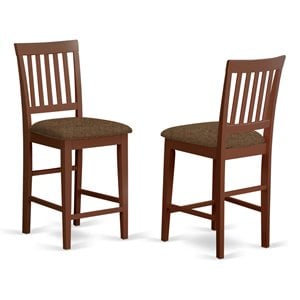 East West Furniture Vernon 42&quot Fabric Counter Stools in Mahogany (Set of 2)