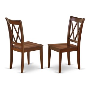 East West Furniture Clarksville 11&quot Wood Dining Chairs in Mahogany (Set of 2)