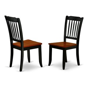 East West Furniture Danbury 11&quot Wood Dining Chairs in Black/Cherry (Set of 2)