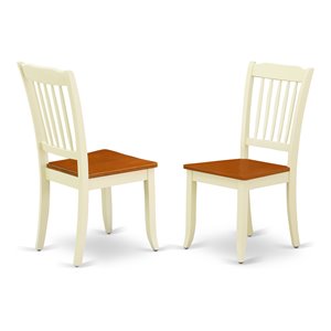 East West Furniture Danbury 11&quot Wood Dining Chairs in Cream/Cherry (Set of 2)