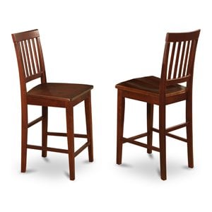 East West Furniture Vernon 11&quot Wood Counter Stools in Mahogany (Set of 2)
