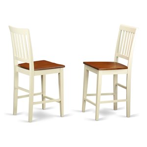 East West Furniture Vernon 11&quot Wood Stools in Cream/Cherry (Set of 2)