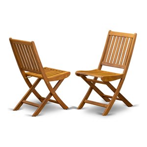 East West Furniture Wood Patio Dining Chairs in Natural Oil (Set of 2)