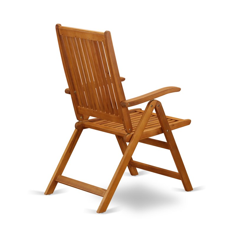 East West Furniture Celina Wood Patio Dining Chairs in Natural Oil (Set of 2)