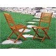 East West Furniture Cameron Wood Patio Dining Chairs in Natural Oil (Set of 2)
